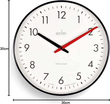Acctim 22573 Riley 30cm Retro Black Wall Clock