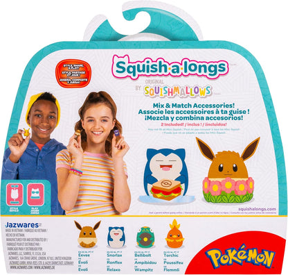 Squish-a-longs SQAL0068 4-pack - Eevee, Snorlax, Bellibolt, Torchic - 2 accessories included