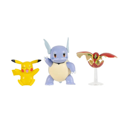 Pokémon Battle Figure 3 Pack - Features 2-Inch Pikachu and Flapple and 3-Inch Wartortle Battle Figures