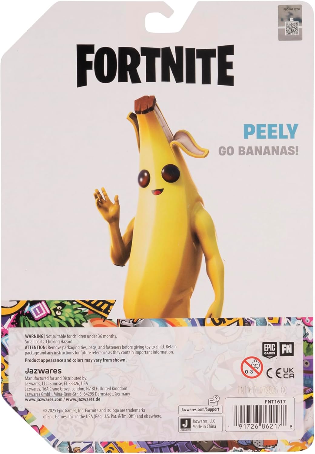 Fortnite Legendary Peely - 6-inch Articulated Figure with Harvesting Tool, Back Bling, and Code for Bonus Virtual Item