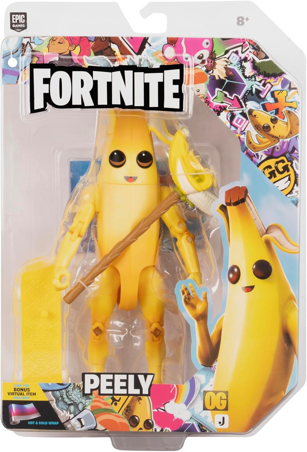 Fortnite Legendary Peely - 6-inch Articulated Figure with Harvesting Tool, Back Bling, and Code for Bonus Virtual Item