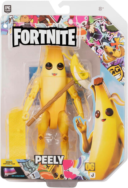 Fortnite Legendary Peely - 6-inch Articulated Figure with Harvesting Tool, Back Bling, and Code for Bonus Virtual Item