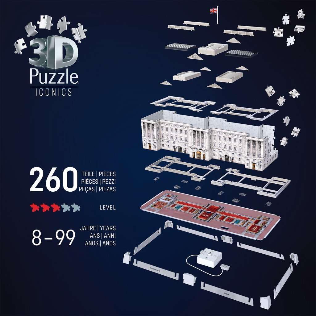 Ravensburger - Ravensburger 3D Puzzel Iconics Buckingham Palace - Met Licht - 260st.