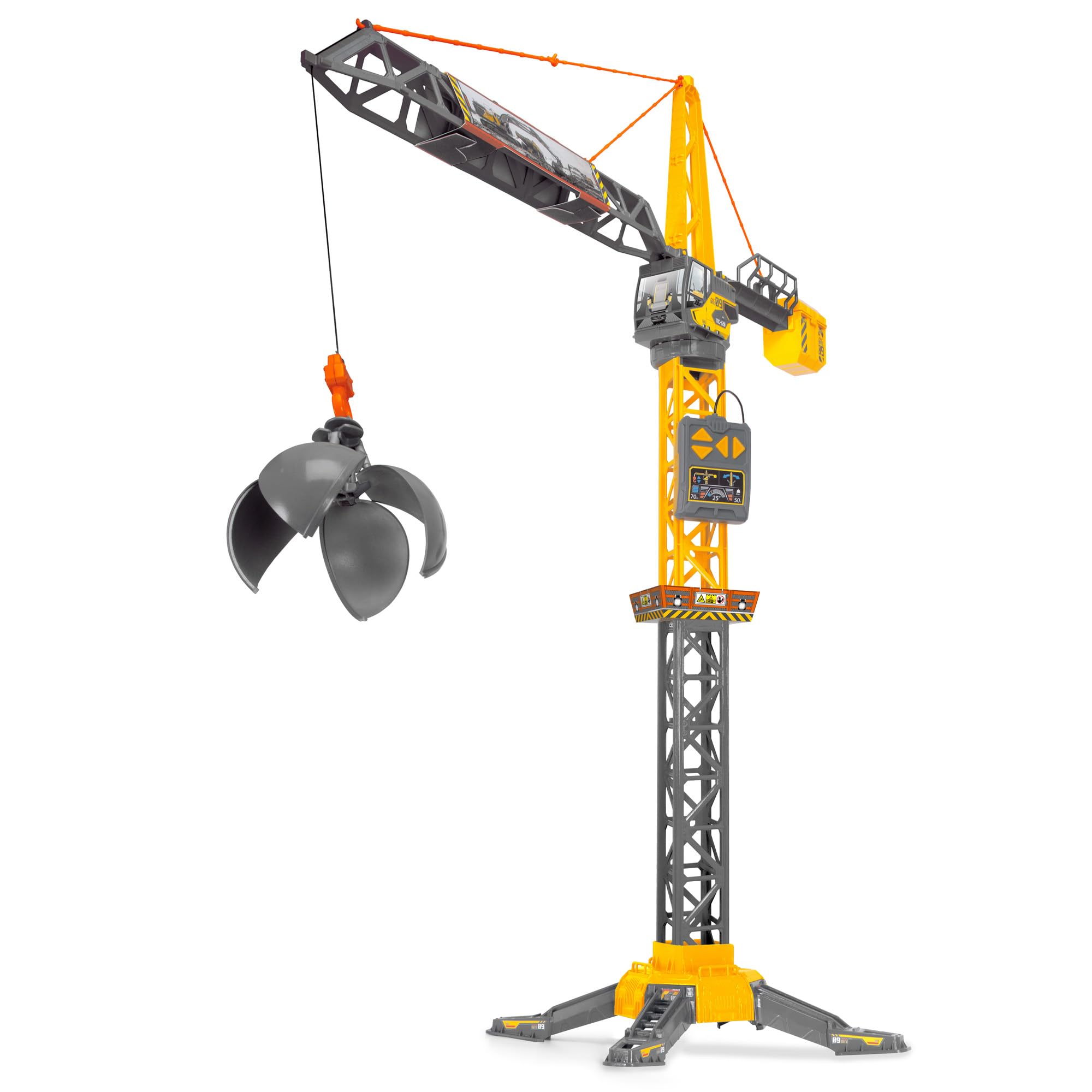 Dickie Toys - Mighty Crane (110 cm) – grote speelgoedkraan met 360° rotatie & slooplamp incl. grijpfunctie, speelkraan voor kinderen vanaf 3 jaar met kabelafstandsbediening