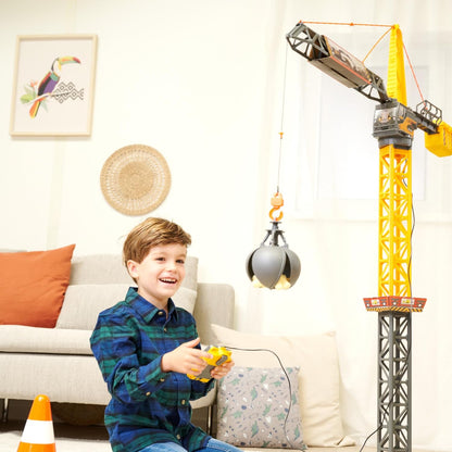 Dickie Toys - Mighty Crane (110 cm) – grote speelgoedkraan met 360° rotatie & slooplamp incl. grijpfunctie, speelkraan voor kinderen vanaf 3 jaar met kabelafstandsbediening
