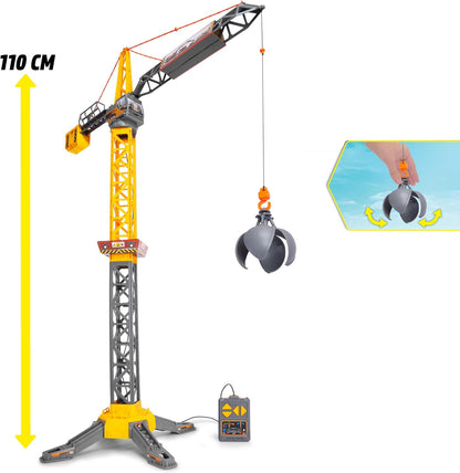 Dickie Toys - Mighty Crane (110 cm) – grote speelgoedkraan met 360° rotatie & slooplamp incl. grijpfunctie, speelkraan voor kinderen vanaf 3 jaar met kabelafstandsbediening