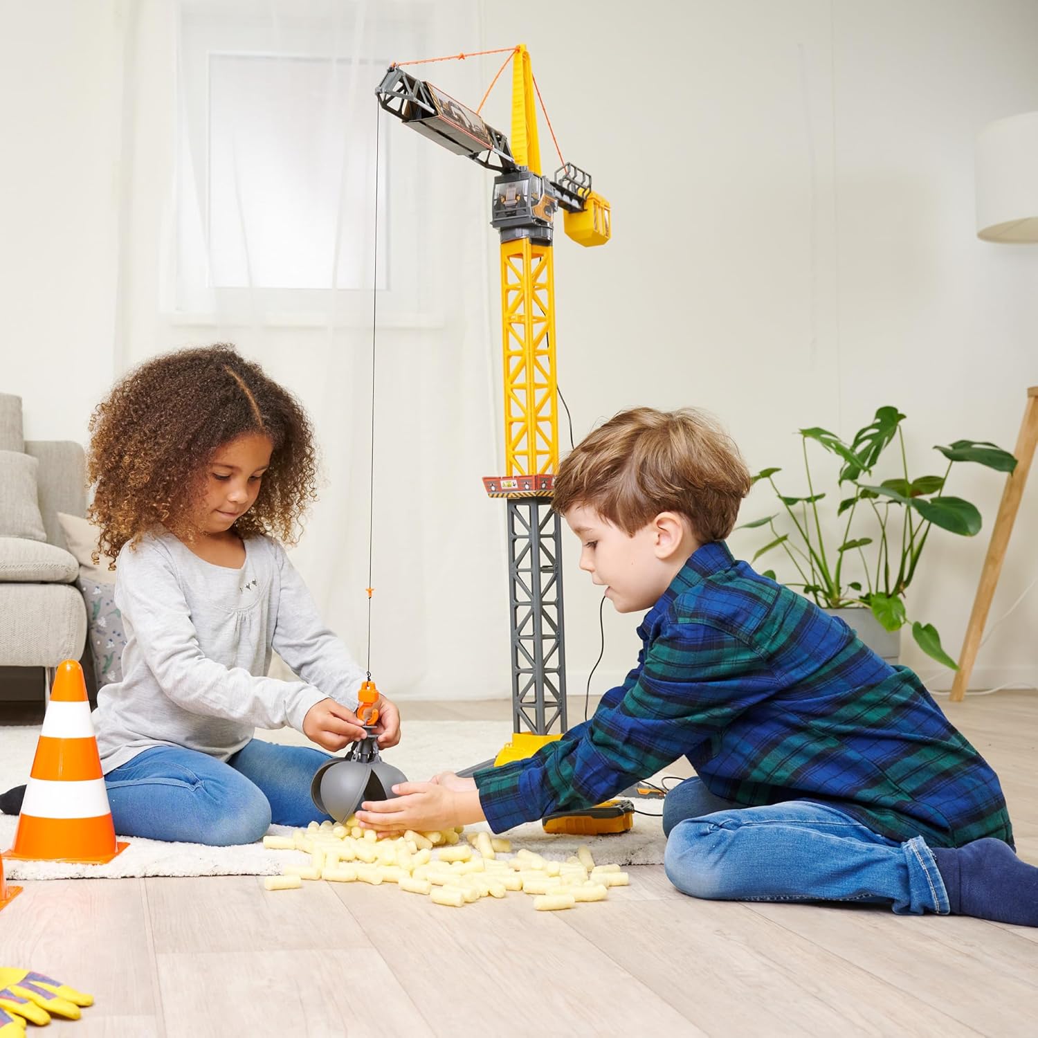 Dickie Toys - Mighty Crane (110 cm) – grote speelgoedkraan met 360° rotatie & slooplamp incl. grijpfunctie, speelkraan voor kinderen vanaf 3 jaar met kabelafstandsbediening