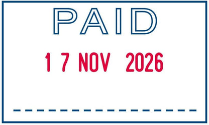 Trodat Printy Textplate Dater Stamps Paid in Blue Date in Red,150856,Black,39 x 23mm