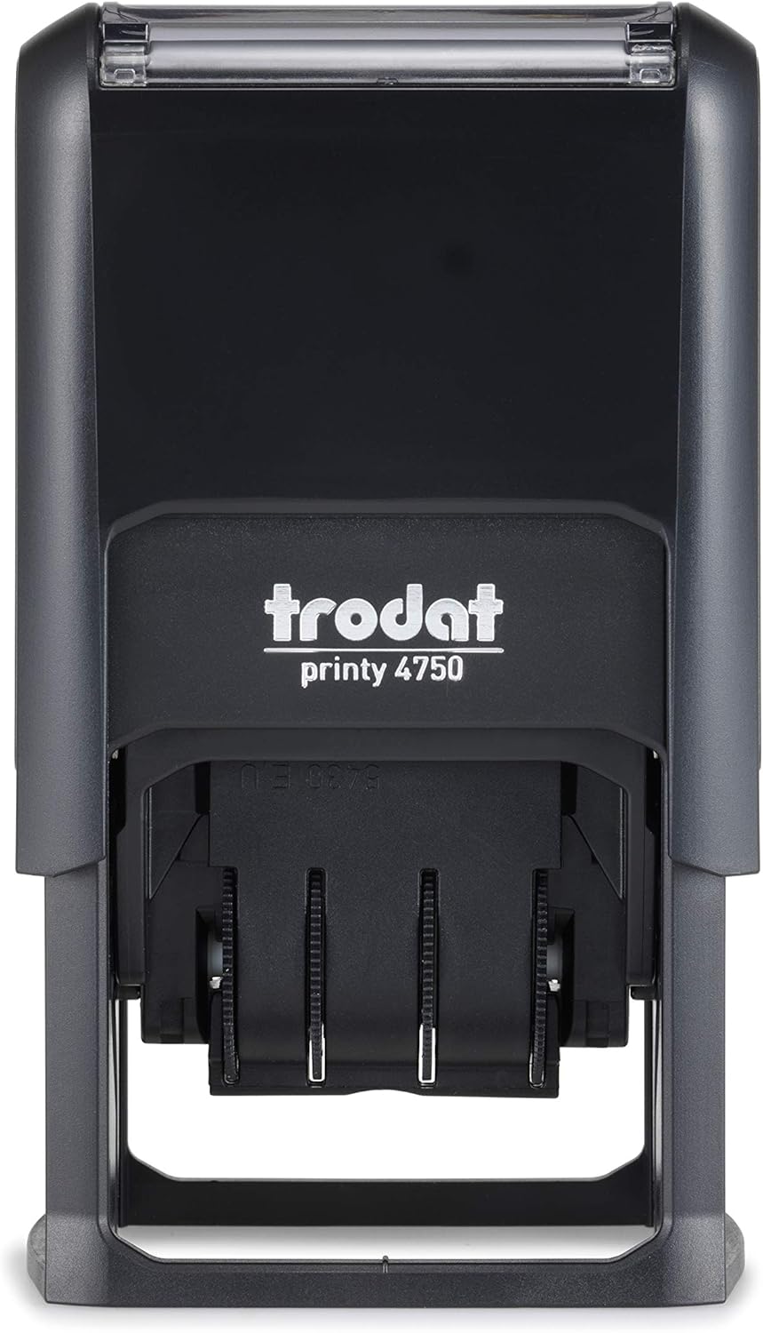 Trodat Printy Textplate Dater Stamps Paid in Blue Date in Red,150856,Black,39 x 23mm