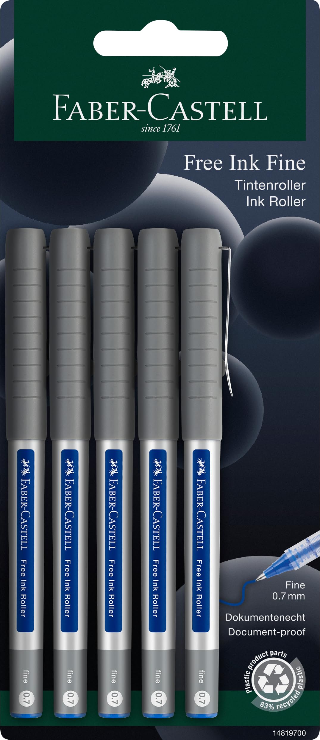 Uni-Ball 148197 - Rollerball pen uni-ball Eye UB-157, fijn, 0,4 mm, blauw, 5 stuks