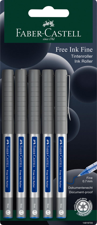 Uni-Ball 148197 - Rollerball pen uni-ball Eye UB-157, fijn, 0,4 mm, blauw, 5 stuks