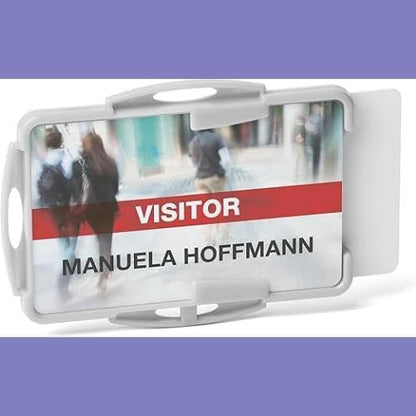 Durable Eco-Friendly ID Card Badge Holder - Grey - Recycled Plastic & Blue Angel Certified - Holds 2 ID Security Passes - Pack of 10