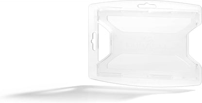 Durable ID Name Badge Holder for 2 Cards - ID Badge Holder Made of Recycled PP - Pack of 10 Transparent Name Badge Holders