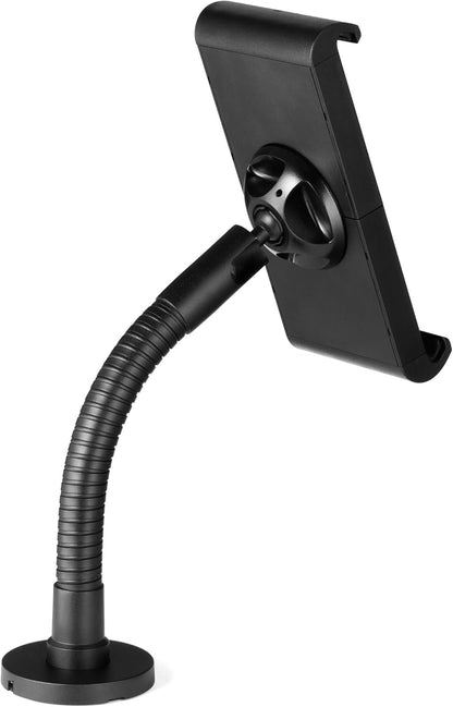 Durable Tough Gooseneck Tablet Holder, Can be Table or Wall Mounted, for Tablets 7, 13 inch, 360 Degree Rotatable and Easy to Install, Optimal for POS Systems, Black