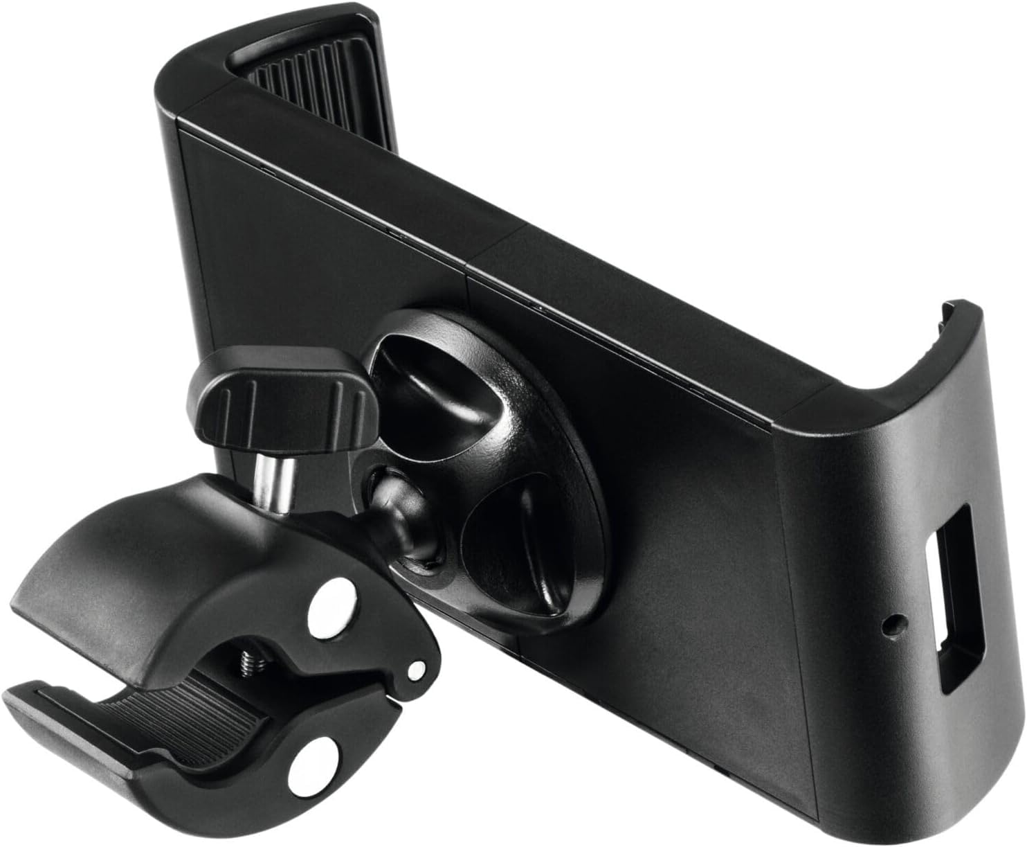 Durable Tough Tablet Stand with Clamp - iPad Stand for Clamping to Bars or Trolleys - for 7-13" Tablets and Kindles - Rotatable 360 - Black