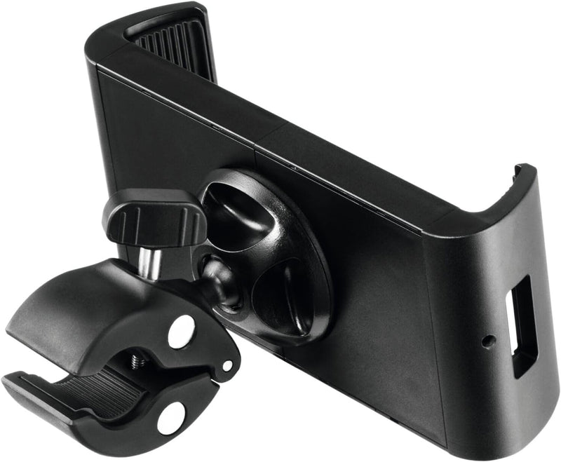 Durable Tough Tablet Stand with Clamp - iPad Stand for Clamping to Bars or Trolleys - for 7-13" Tablets and Kindles - Rotatable 360 - Black