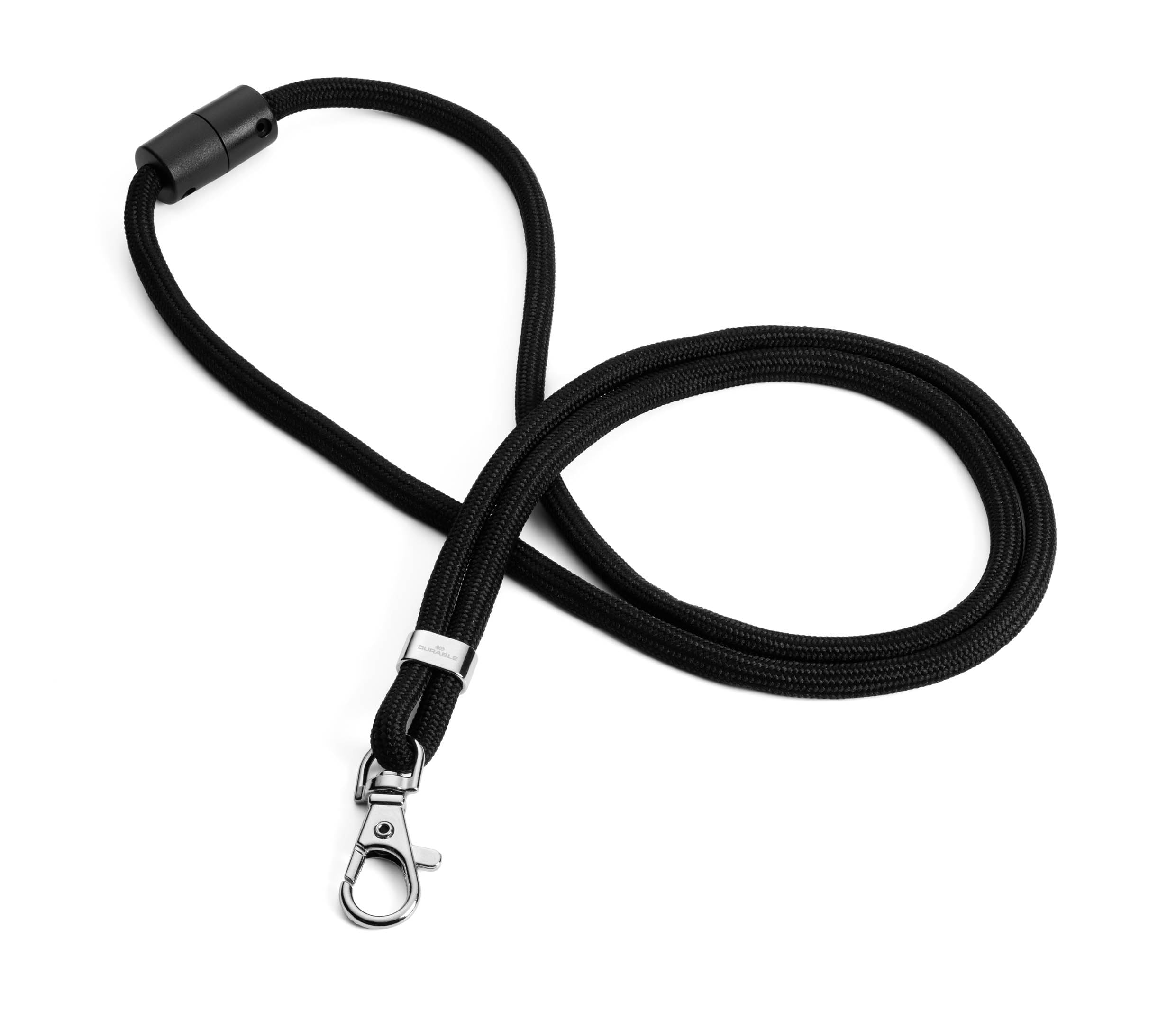 Durable Textile Lanyard with Carabiner Clip - Made of Recycled rPET - Pack of 10 Black Necklaces - Universal Badge Holder