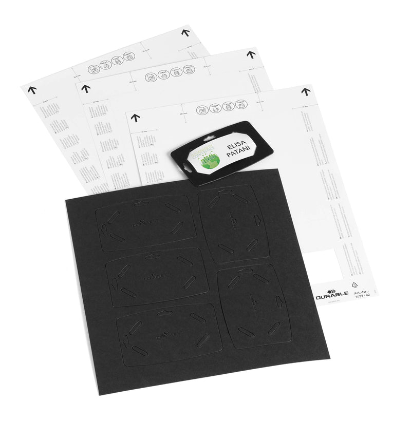 Durable Name Badge 40x75mm - Made of Recycled Paper and 100 Percent Recyclable - with Euro Punching - Pack of 20 Name Tags - Inserts Included