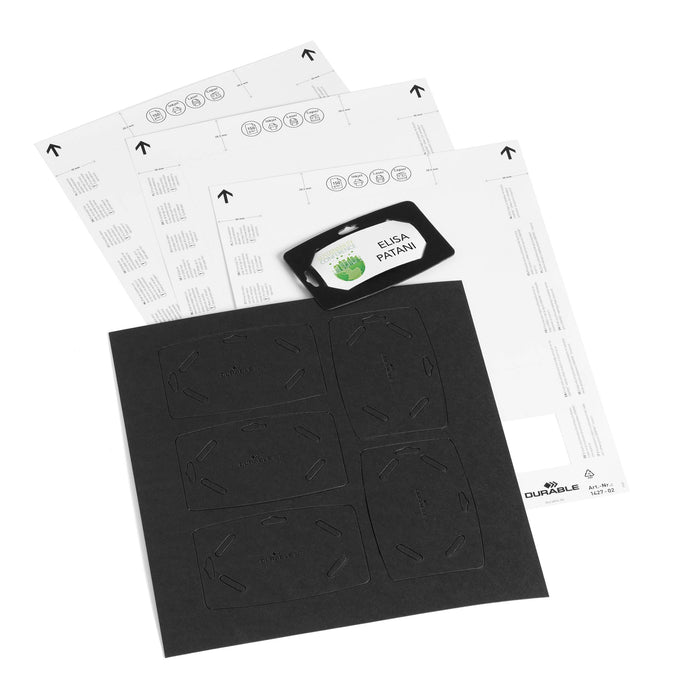 Durable Name Badge 40x75mm - Made of Recycled Paper and 100 Percent Recyclable - with Euro Punching - Pack of 20 Name Tags - Inserts Included