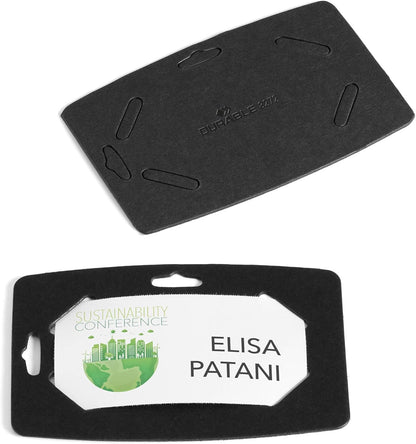 Durable Name Badge 40x75mm - Made of Recycled Paper and 100 Percent Recyclable - with Euro Punching - Pack of 20 Name Tags - Inserts Included