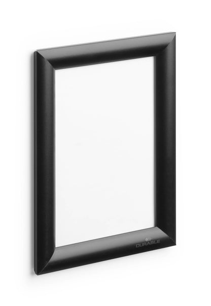 Durable A5 Aluminium Snap Frames - Wall Mounted Via Self-Adhesive Pads or Screw Set - Black - Pack of 1 - Optimal for Displaying Menus, Sales Events, etc