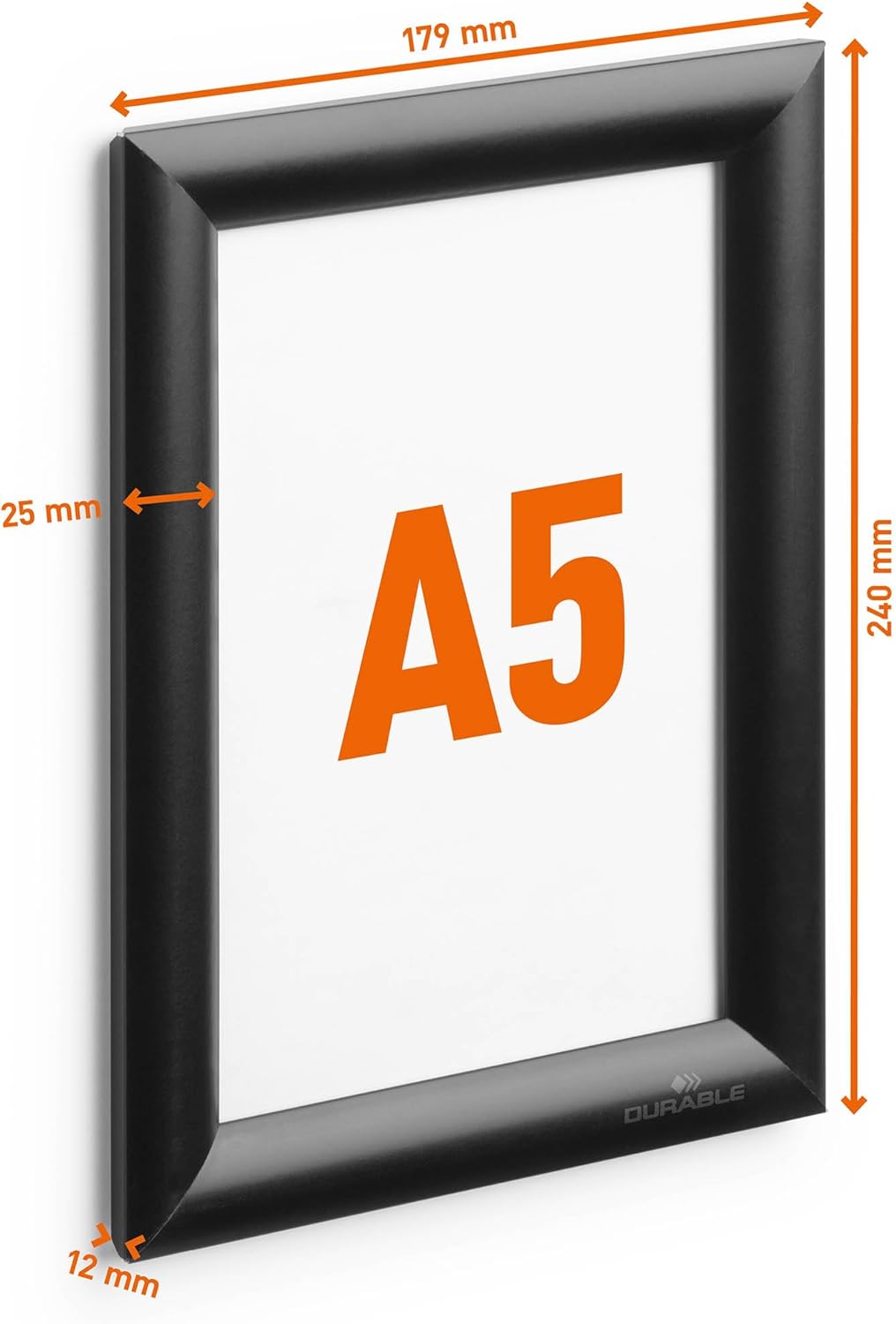 Durable A5 Aluminium Snap Frames - Wall Mounted Via Self-Adhesive Pads or Screw Set - Black - Pack of 1 - Optimal for Displaying Menus, Sales Events, etc