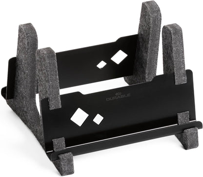 Durable Vertical Laptop Stand EFFECT, Made from 60 percent Recycled PET Felt, Stylish Laptop Holder with Phone and Tablet Tray, Anthracite Grey