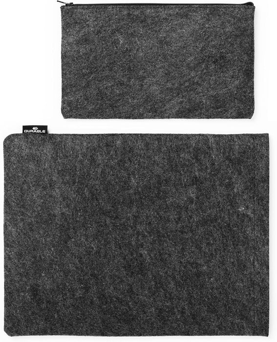 Felt Laptop Sleeve MultiBag Effect, for 13 inch Laptops and Tablets, Made from 60 Percent Recycled PET Felt, Includes Accessory Bag, Anthracite Grey