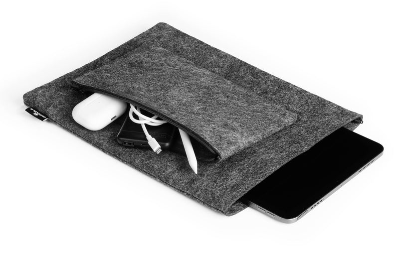 Felt Laptop Sleeve MultiBag Effect, for 13 inch Laptops and Tablets, Made from 60 Percent Recycled PET Felt, Includes Accessory Bag, Anthracite Grey