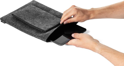 Felt Laptop Sleeve MultiBag Effect, for 13 inch Laptops and Tablets, Made from 60 Percent Recycled PET Felt, Includes Accessory Bag, Anthracite Grey
