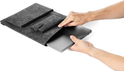 Durable Felt Laptop Carry Bag - Fits 16.4 inch Laptops and Tablets - Made from 60 Percent Recycled PET Felt - Includes Accessory Bag and Mobile Case - Grey