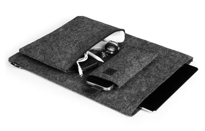 Durable Felt Laptop Carry Bag - Fits 16.4 inch Laptops and Tablets - Made from 60 Percent Recycled PET Felt - Includes Accessory Bag and Mobile Case - Grey