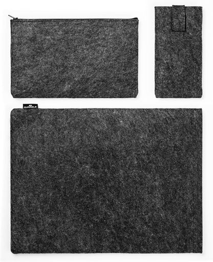 Durable Felt Laptop Carry Bag - Fits 16.4 inch Laptops and Tablets - Made from 60 Percent Recycled PET Felt - Includes Accessory Bag and Mobile Case - Grey