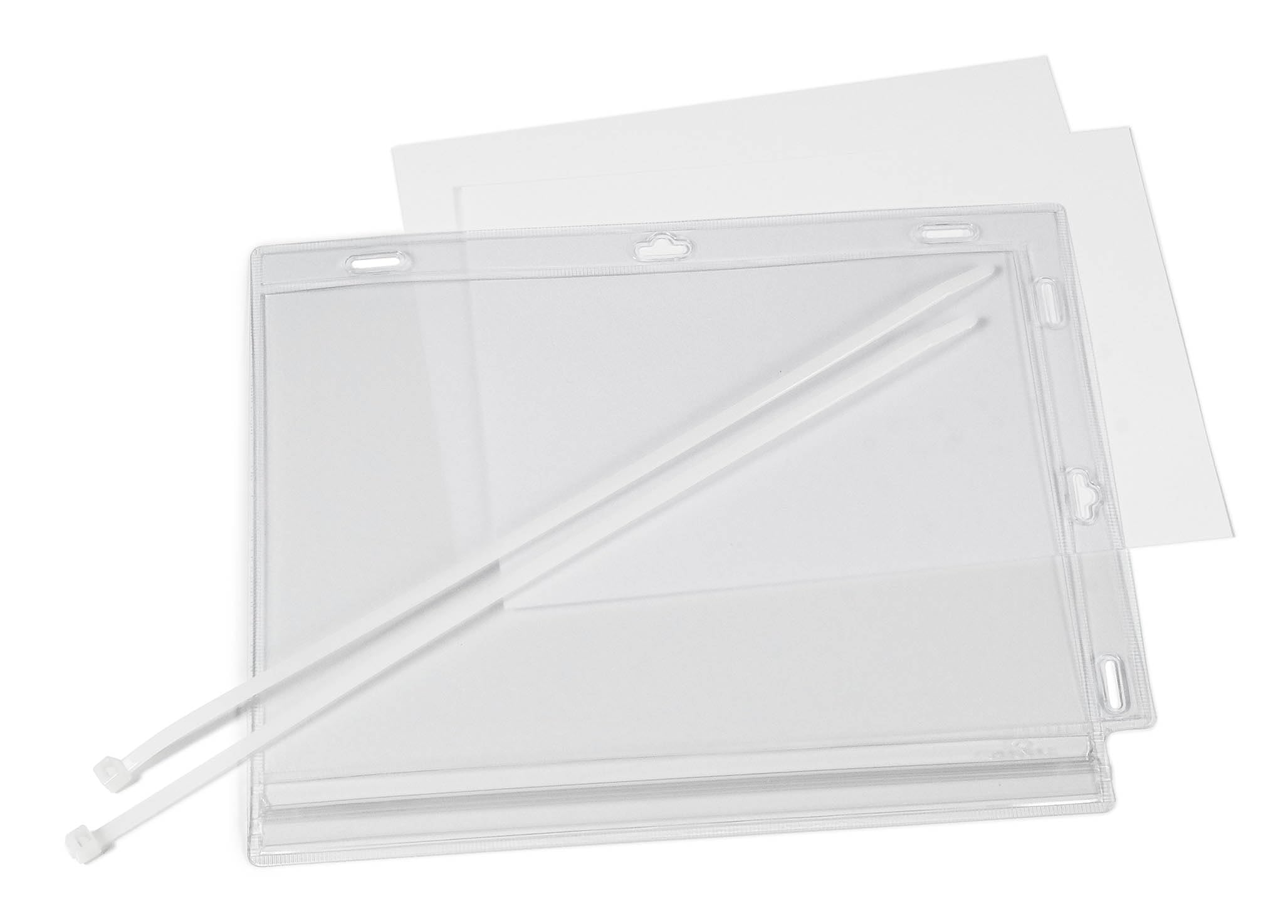 Durable A5 Water Resistant UV Anti-ReflectiveCable Tie Pockets - IPX5 Water Resistance Pocket to Keep Documents Protected - Optimal for Displaying Information Outside - Pack of 5