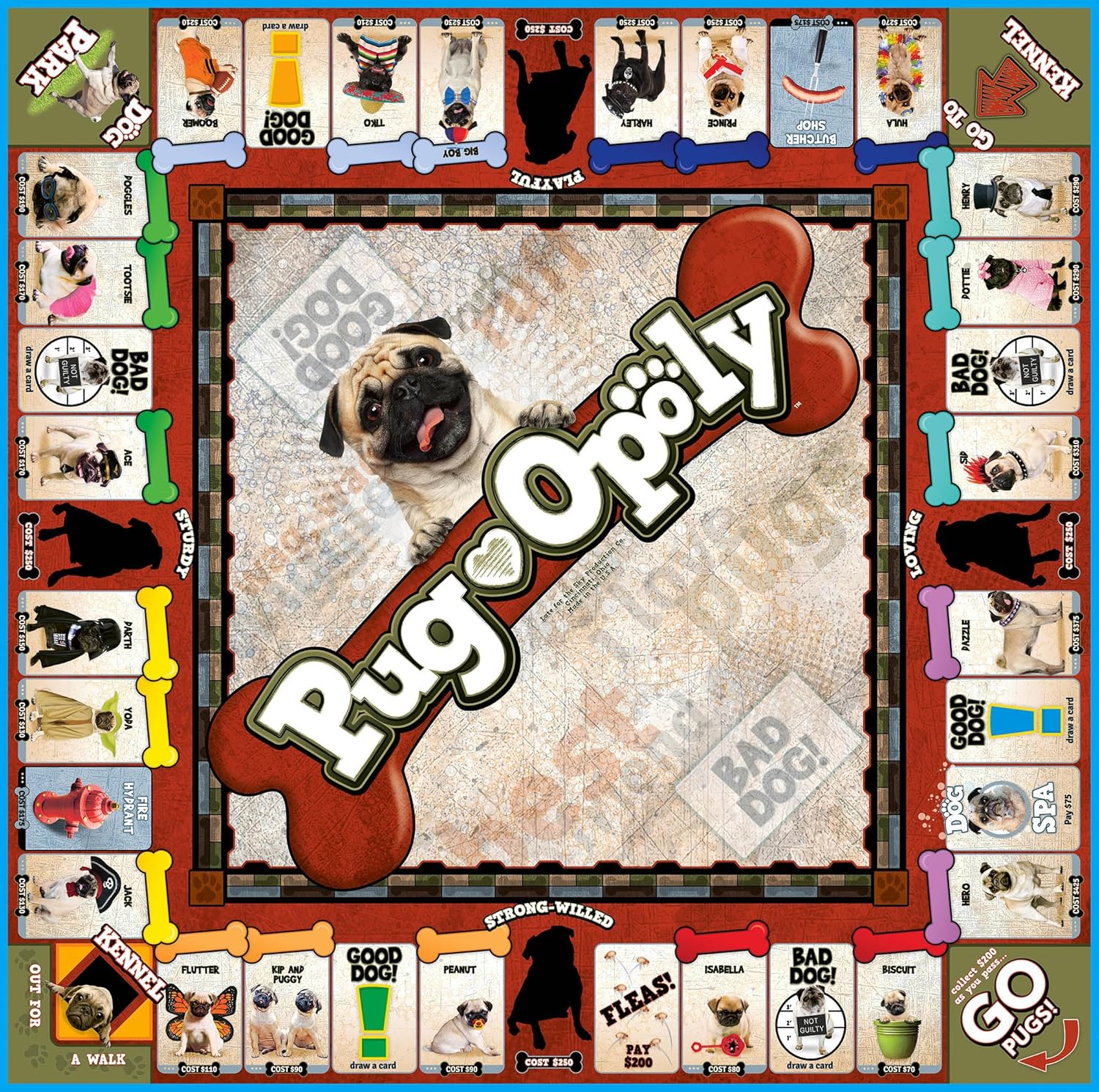 Pug-Opoly Property Trading Board Game - Family Time Game for Adults and Children - 2 to 6 Players - Strategy Fun For Ages 8 and Up - Because Every Dog Has It's Day