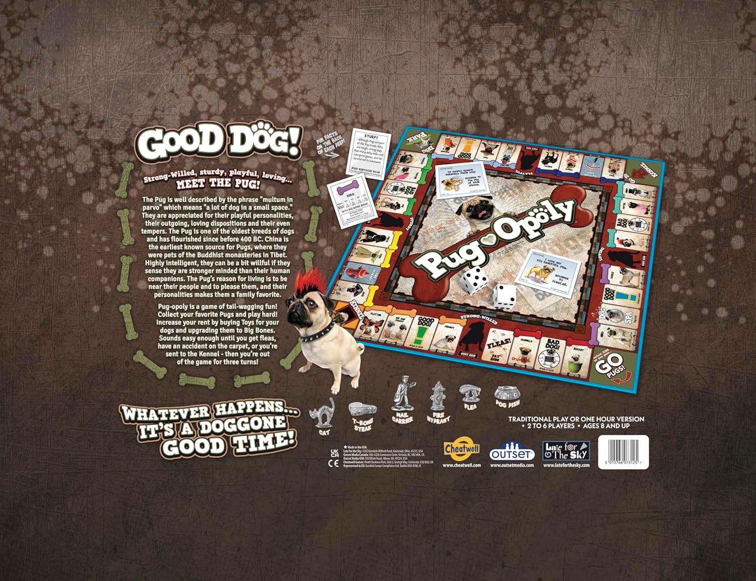 Pug-Opoly Property Trading Board Game - Family Time Game for Adults and Children - 2 to 6 Players - Strategy Fun For Ages 8 and Up - Because Every Dog Has It's Day