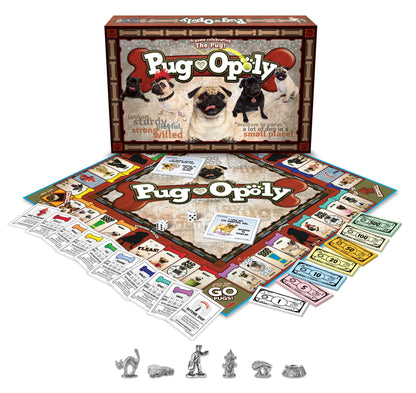 Pug-Opoly Property Trading Board Game - Family Time Game for Adults and Children - 2 to 6 Players - Strategy Fun For Ages 8 and Up - Because Every Dog Has It's Day