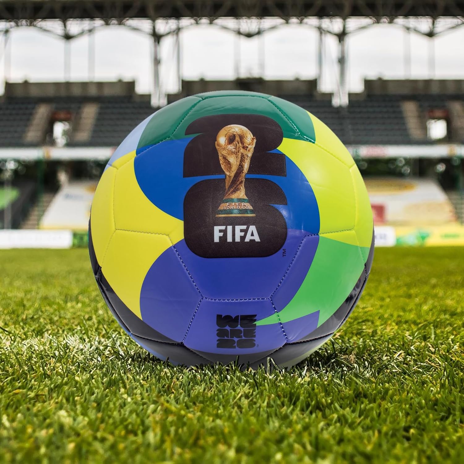 Hy-Pro Officially Licensed FWC26 Size 5 Football - Training Ball with Trophy Design & Host Nations Graphics, Football Gifts for Boys - FIFA World Cup 2026 Design Multi-coloured