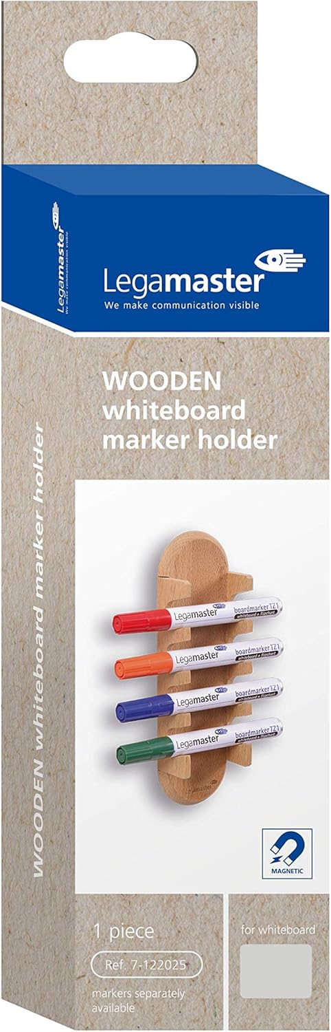 Legamaster - wooden magnetic marker holder for dry erase whiteboard pens, pencil storage for offices or schools