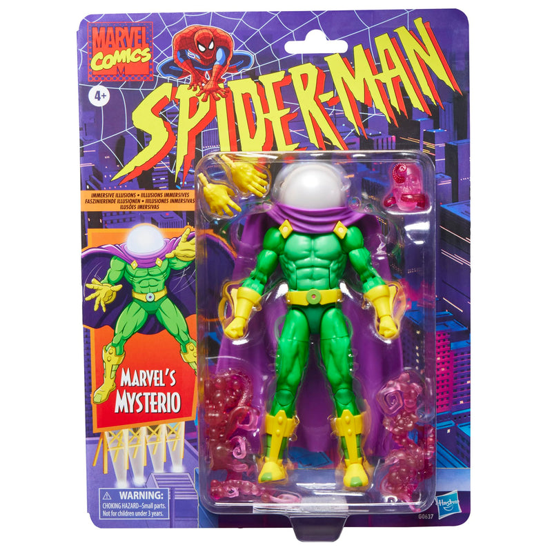 Marvel Legends Series Marvel's Mysterio, Retro Spider-Man Collectible Action Figure da 6 pollici