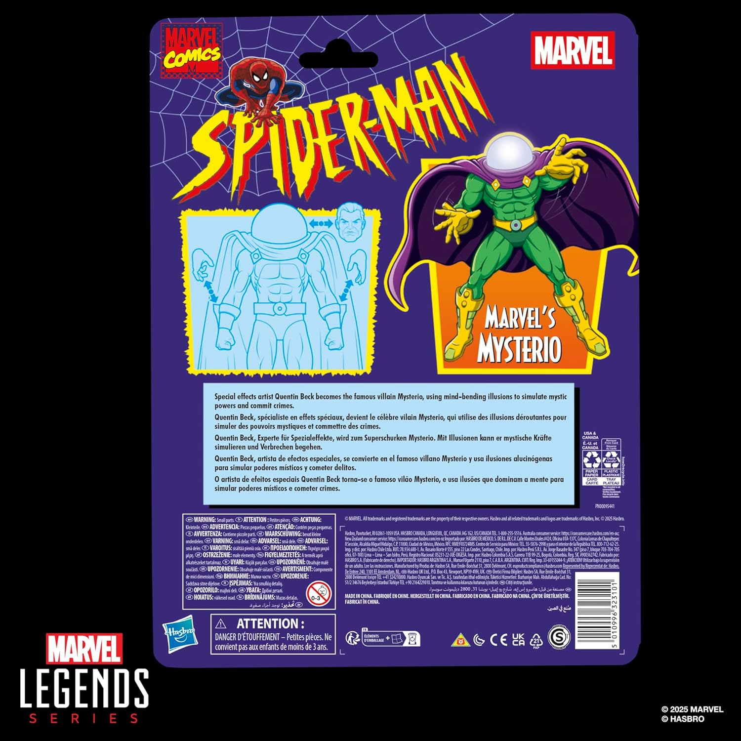Marvel Legends Series Marvel's Mysterio, Retro Spider-Man Collectible Action Figure da 6 pollici