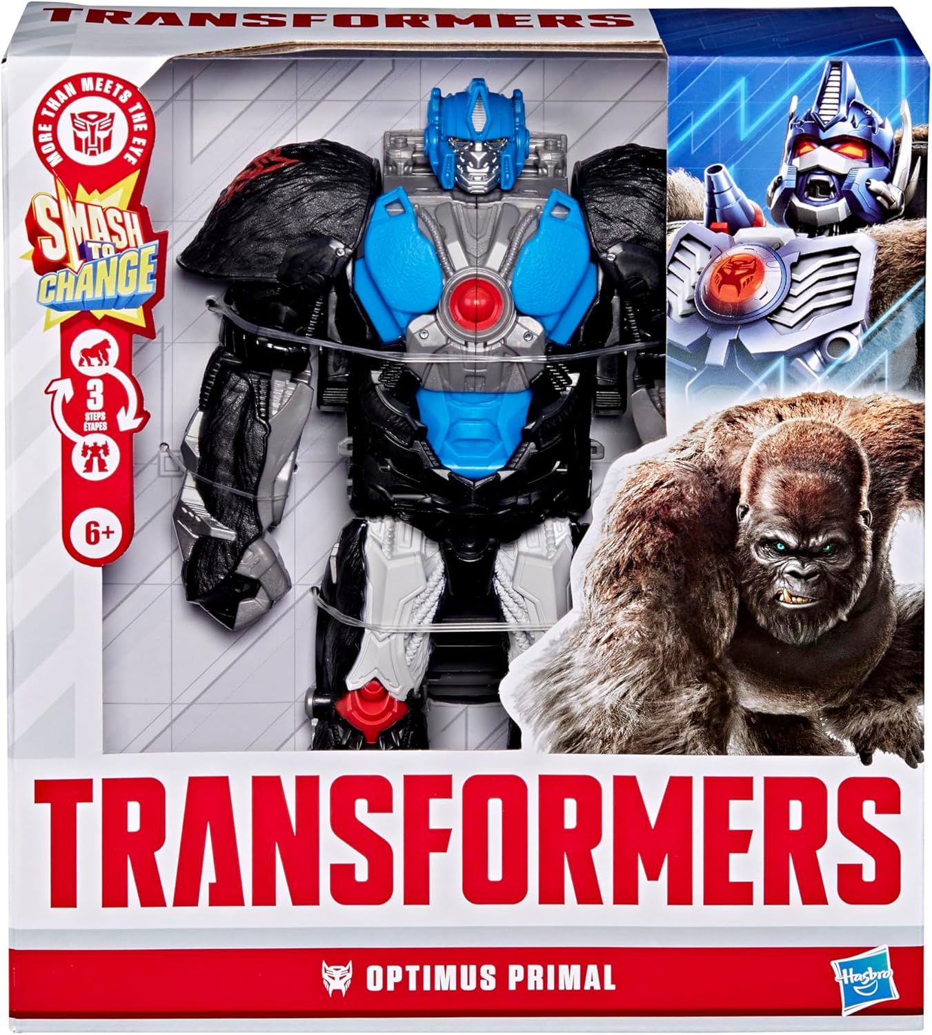 Transformers Smash Changers Optimus Primal Action Figure, Changes from Robot Toy to Gorilla Toy, Ages 6+