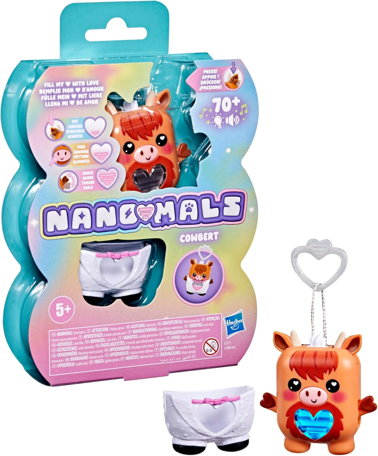 Hasbro Nano-Mals Cowbert the Highland Cow Electronic Fidget Pet, Brown