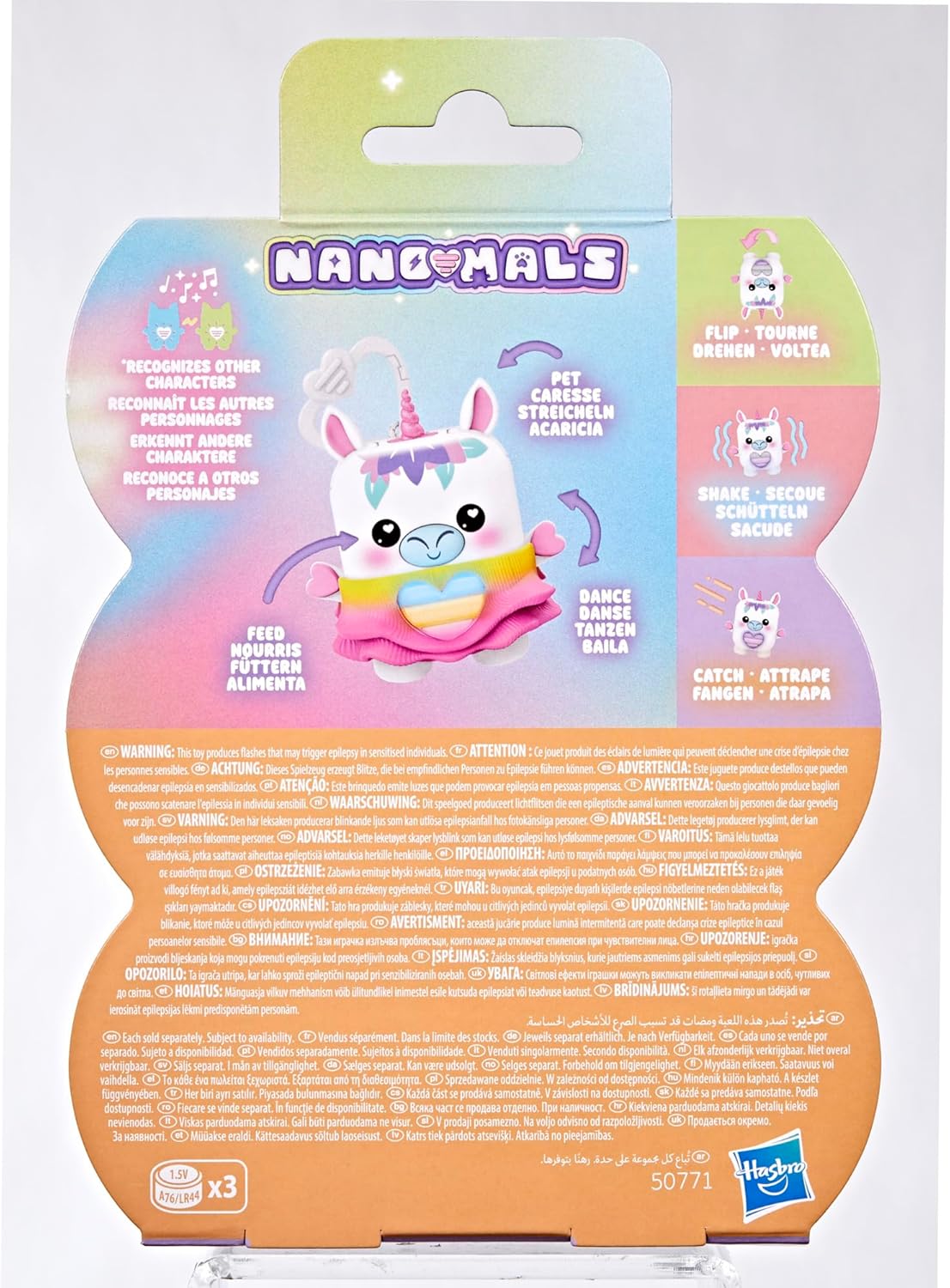 Hasbro Nano-Mals Meadowmist the Unicorn Electronic Fidget Pet, Farbwechslend