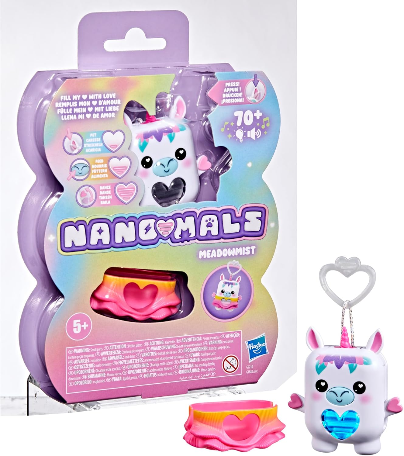 Hasbro Nano-Mals Meadowmist the Unicorn Electronic Fidget Pet, Farbwechslend