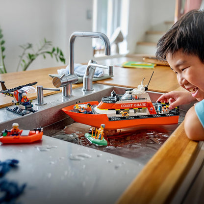 Lego: 60504 - City Exploration - Motoscafo Di Soccorso Ed Elicottero Della Guardia Costiera