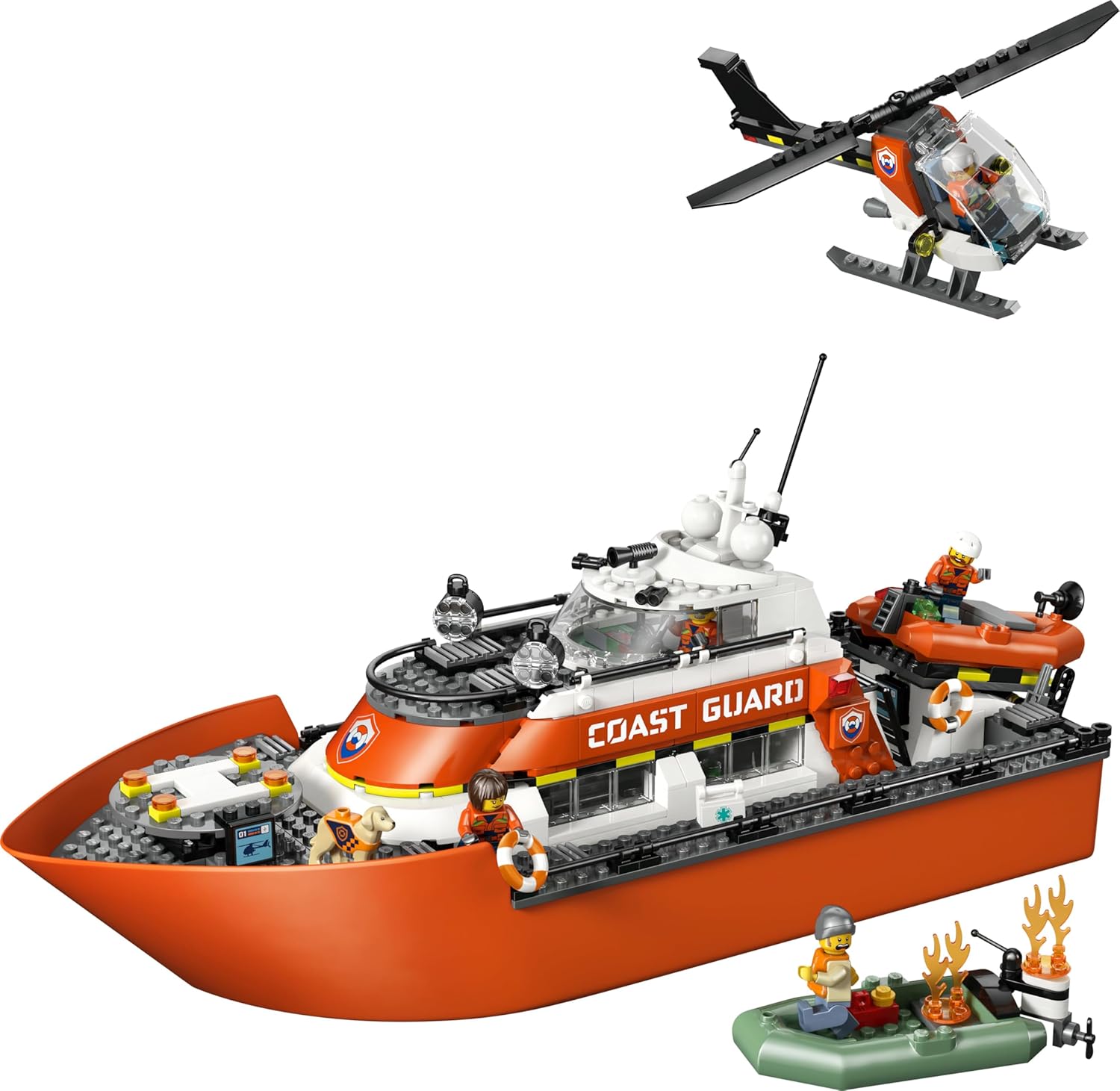 Lego: 60504 - City Exploration - Motoscafo Di Soccorso Ed Elicottero Della Guardia Costiera