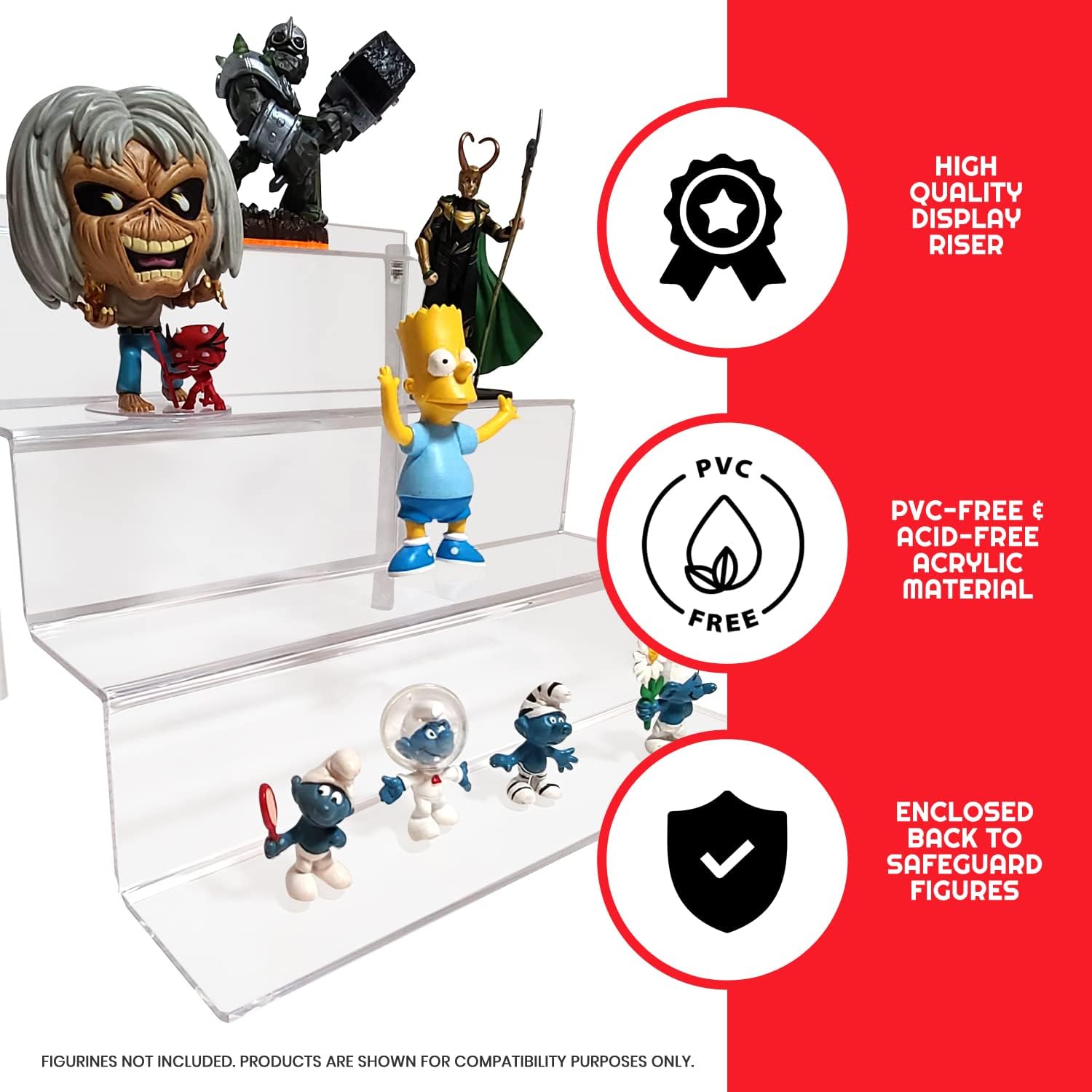 EVORETRO Acryl-Ständer – 4-stufige Mehrzweck-Abstandshalter aus transparentem Acryl für Actionfiguren, Funko Pop Display, Köln-Organizer, Parfüm-Display, platzsparende Displayerhöhung – 2 Stück, RS6