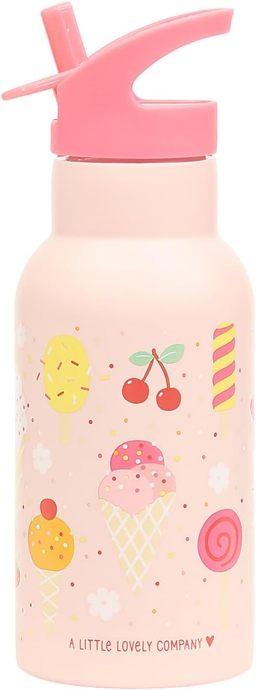 A LITTLE LOVELY COMPANY Drinkfles voor jongens van roestvrij staal, motief: ijs