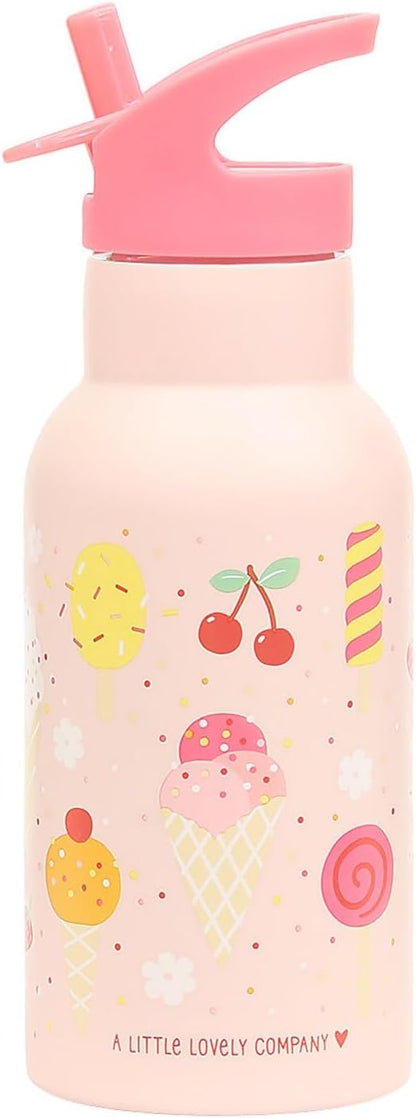 A LITTLE LOVELY COMPANY Drinkfles voor jongens van roestvrij staal, motief: ijs